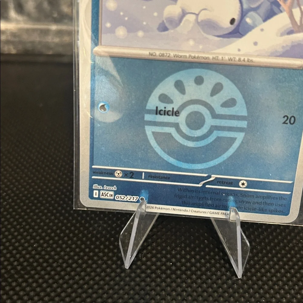 Pokémon‎ Snom 052/217 Reverse Holo Card from Ascended Heroes Set M/NM